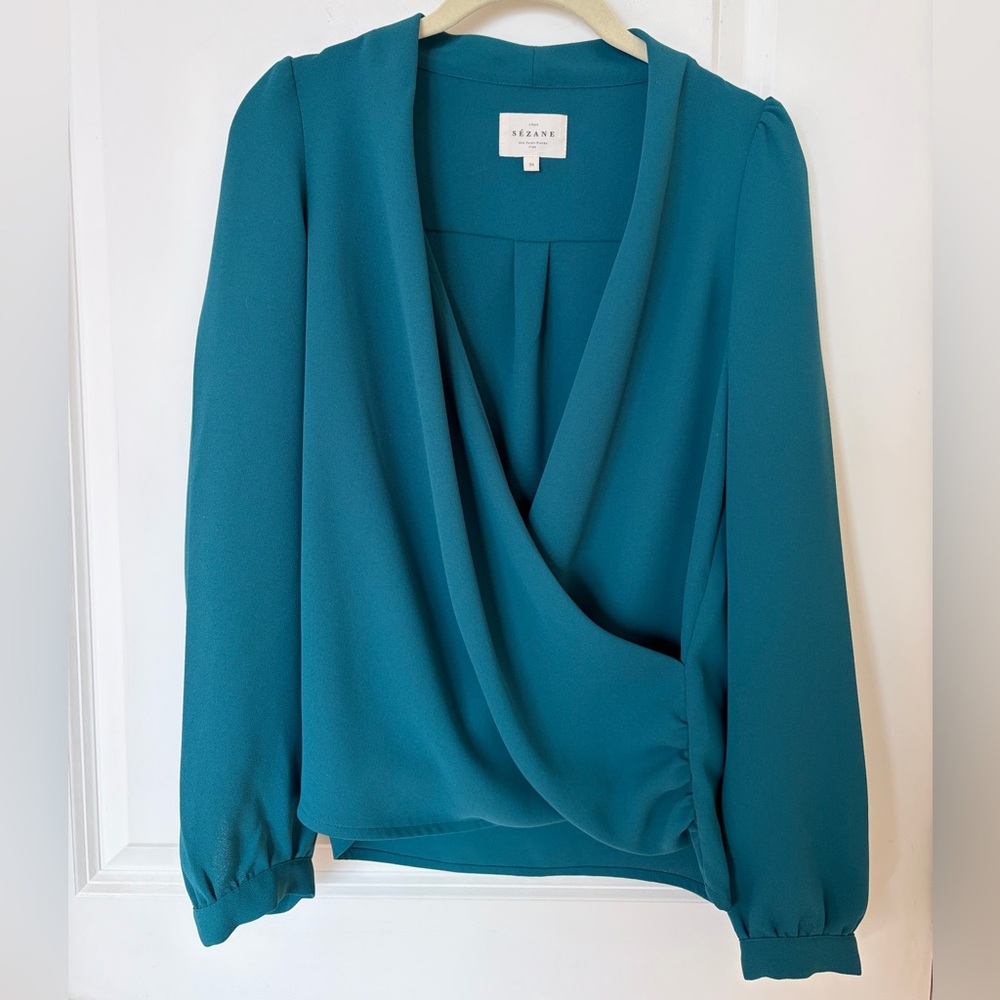 Sezane Abelia Turquoise Blue Blouse Size 36/Small - Picture 2 of 5
